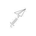 Paper plane line icon. Flat origami airplane isolated on white background. Vector illustration. Message, letter, mail symbol. Royalty Free Stock Photo