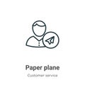 Paper plane outline vector icon. Thin line black paper plane icon, flat vector simple element illustration from editable customer Royalty Free Stock Photo