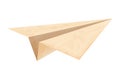 Paper plane from parchment vintage in cartoon style isolated on white background. Origami simple, envelope symbol.