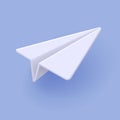 Paper plane symbol message sending or white origami airplane 3d vector illustration. Royalty Free Stock Photo