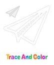 Paper plane tracing worksheet for kids