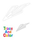 Paper plane tracing worksheet for kids