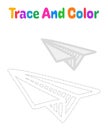 Paper plane tracing worksheet for kids