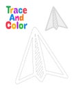 Paper plane tracing worksheet for kids