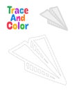 Paper plane tracing worksheet for kids