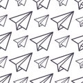 Paper plane vector icon seamless pattern business freedom conept background illustration fly paper plane isolated kids