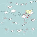 Paper plane seamless pattern