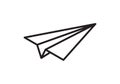 Paper plane vector thin line icon. Paper airplane fly simple sign