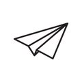 Paper plane vector thin line icon. Paper airplane jet fly flat simple sign for travel, express delivery, message send Royalty Free Stock Photo