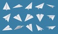 Paper plane. White aeroplanes. Different camera angles. Flying origami figure. Idea startup symbol. Airplanes flight Royalty Free Stock Photo