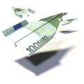 Paper planes made of a 100 Euro bill