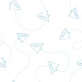 Paper planes seamless pattern. Telegram symbol.