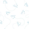 Paper planes vector seamless pattern.