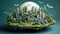 Paper planet with trees on the earth piece background