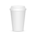 Paper or plastic coffee cup with empty fields isolated on white.