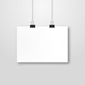 Paper poster mockup design. Paper sheet blank template. Frame on wall portfolio concept. Vector gallery Royalty Free Stock Photo