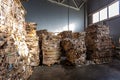 Paper pressed bales at the modern waste hazardous processing plant. Separate garbage collection. Recycling and storage of waste Royalty Free Stock Photo