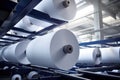 Paper production plant. Plant on production of paper towels. fragment of the industrial machine