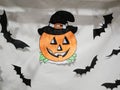 Paper pumpkin with bat hat