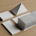 Paper pyramid, a stack of square sheets, a stack of rectangular shee Royalty Free Stock Photo