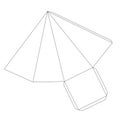 Paper pyramid template with four edges, trim scheme on white