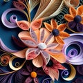 Paper quilling art, paper flowers, AI generative, Generative AI