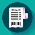 Paper receipt, bank document, payment and bill invoice icon, retail and sales concept, vector illustration. Royalty Free Stock Photo