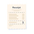 Paper receipt in a flat style isolated. Vector illustration.