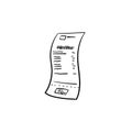 Receipt hand drawn outline doodle icon.