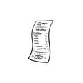 Receipt hand drawn outline doodle icon.