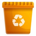 Paper recycle bin icon, cartoon style