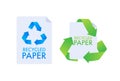 Paper recycling sign, label. Ecological paper recycling Vector stock illustration