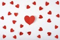 Paper red heart around little heart on white background. Valentines Day Royalty Free Stock Photo