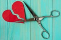 Paper red heart cuted by scissors