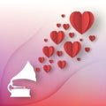 Paper Red Hearts with White Gramophone