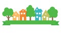 Paper residential buildings logo.