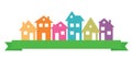 Paper residential buildings logo.