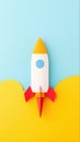 A paper rocket displayed on a blue background representing creative growth hacking techniques in business ventures Royalty Free Stock Photo