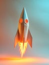 Paper rocket model showing vibrant launch against a gradient backdrop. Royalty Free Stock Photo