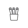 Paper rolls in a basket line icon