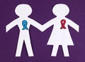 Paper's couple with blue and pink cancer awareness ribbons