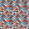 Paper scales seamless vector squama blue and red stickers pattern