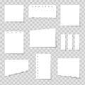 Paper scraps. Paper sheet vector set. Scraps of paper. Sheets for notes Royalty Free Stock Photo