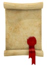 Paper scroll with red wax seal Royalty Free Stock Photo