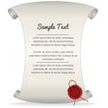 Paper Scroll with Wax Seal. Vector Graphics