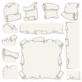 Paper scrolls of vector old papyrus sheets Royalty Free Stock Photo