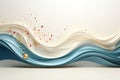 Paper Sculpture of Blue and White Wave with Red and Golden Spheres