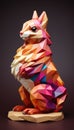 A paper sculpture of a cat sitting on top of a table. Generative AI image. Royalty Free Stock Photo