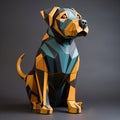 Paper sculpture of a dog sitting down