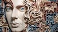 A paper sculpture of a woman's face, AI